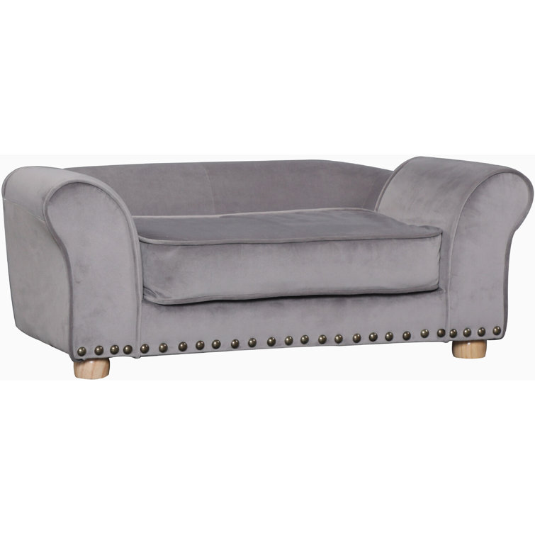 Grey velvet outlet dog bed